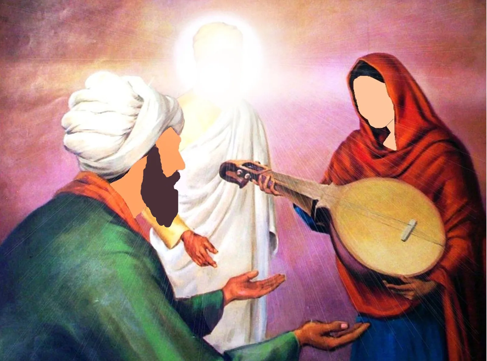 Bebe Nanaki Ji giving Rabab to Bhai Mardana Ji