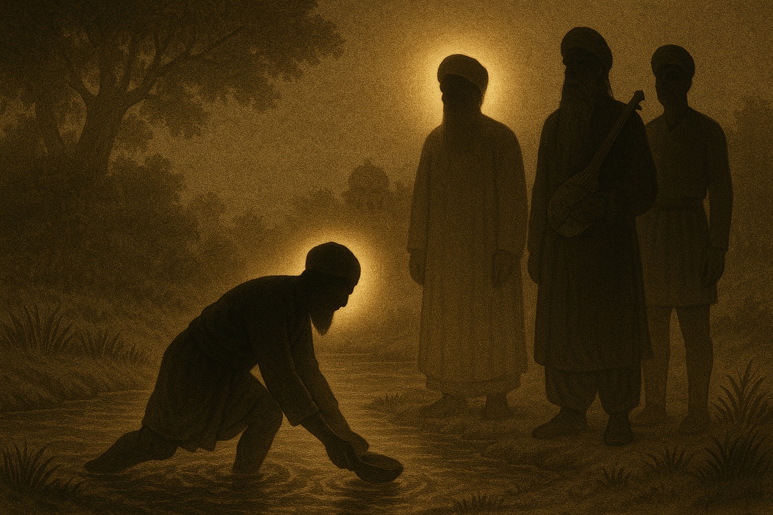 Bhai Lehna Ji meeting the test of Guru Nanak Dev Ji