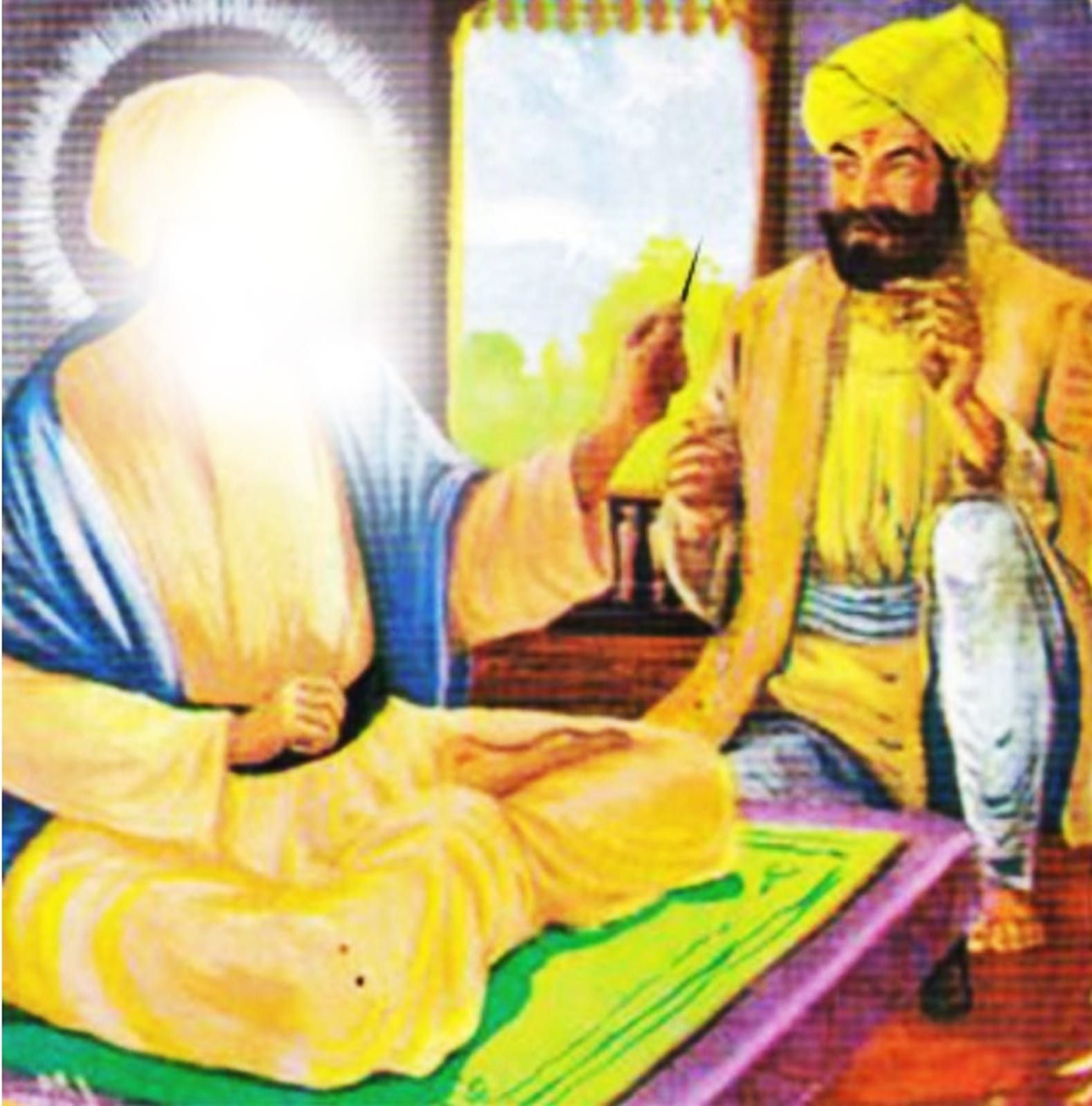 Guru Nanak Dev Ji giving needle to Duni Chand