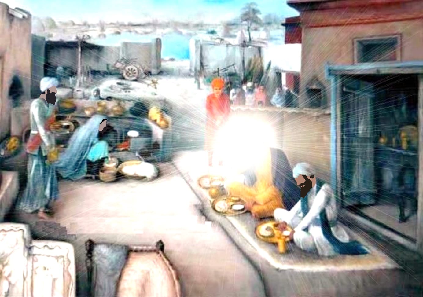 Guru Nanak Dev Ji having Langar