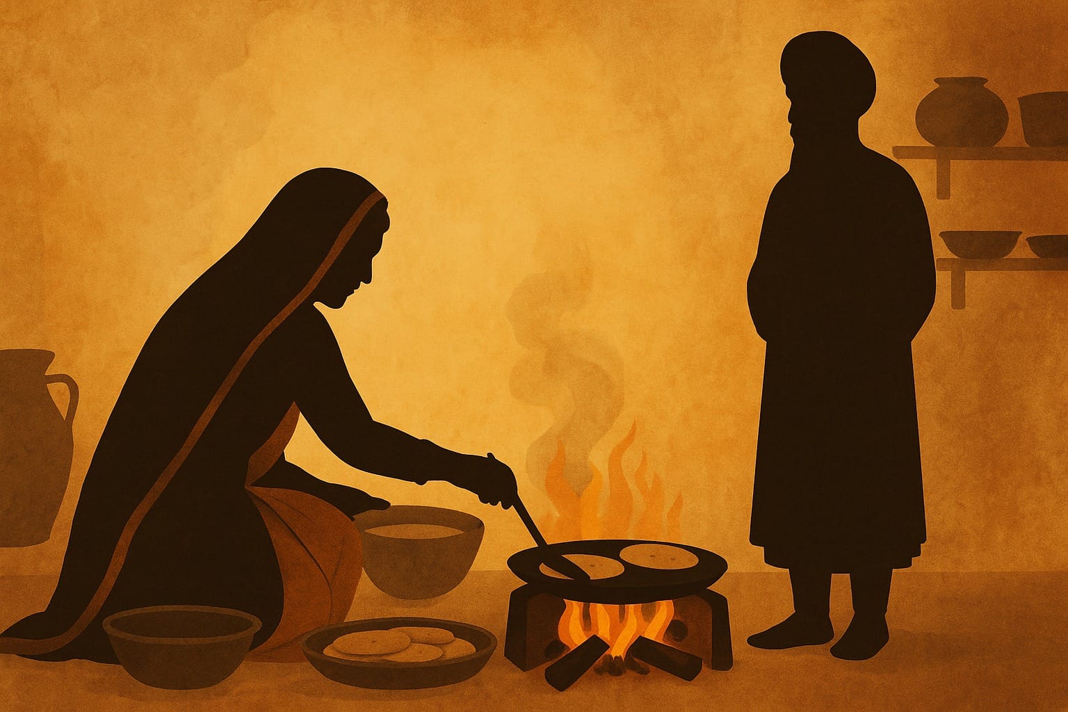 Mata Khivi Ji cooking Langar for the Sangat in Guru Angad Dev Ji's Holy Kitchen