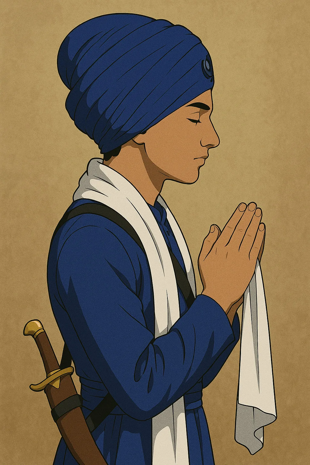 Sikh Boy Doing Ardaas