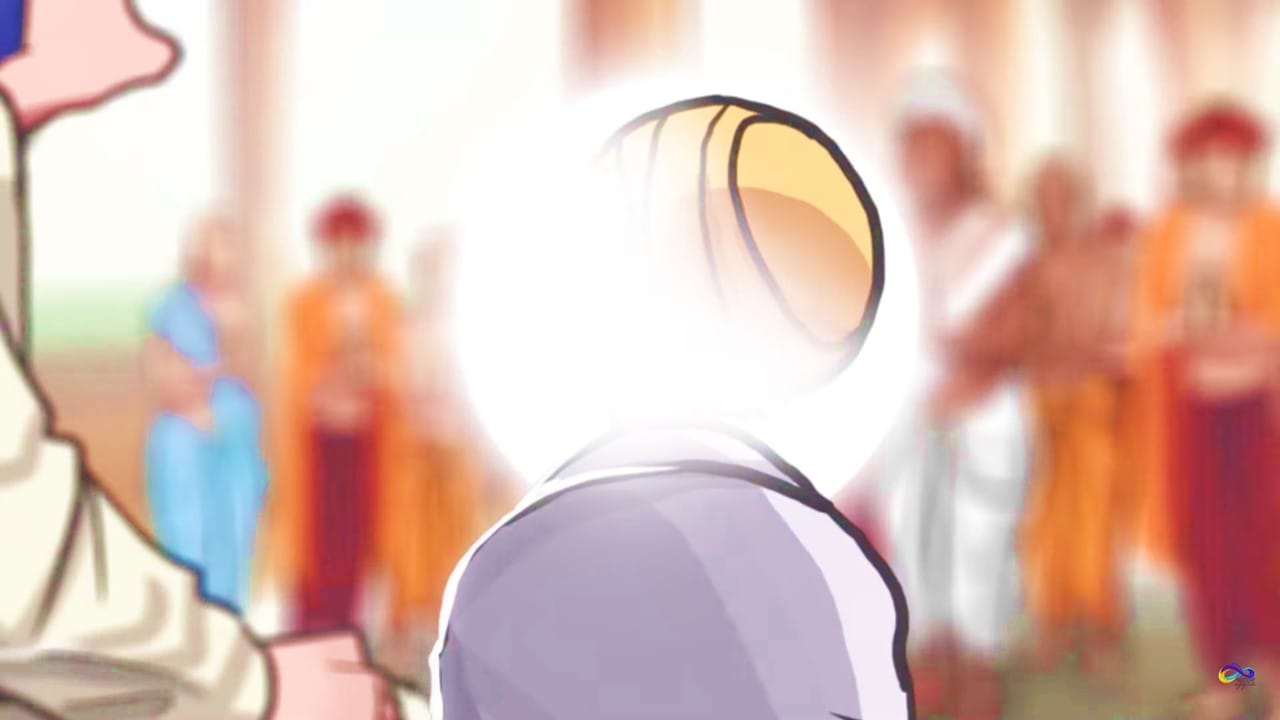 9-year-old-Sri-Gobind-Rai-Ji-speaking-to-his-father-when-the-Kashmiri-Pandits-and-Hindu-leaders-of-India-plead-for-help-to-Guru-Teg-Bahadar-Ji