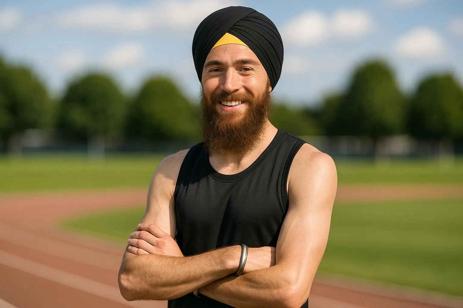 A White Australian origin Sikh man working as an athlete