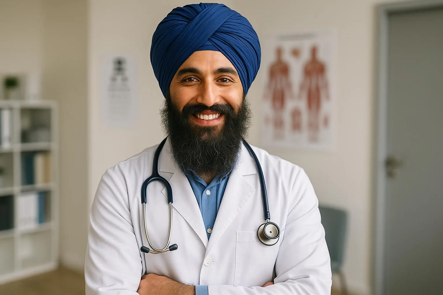 An Arab origin Sikh convert man working as a medical doctor