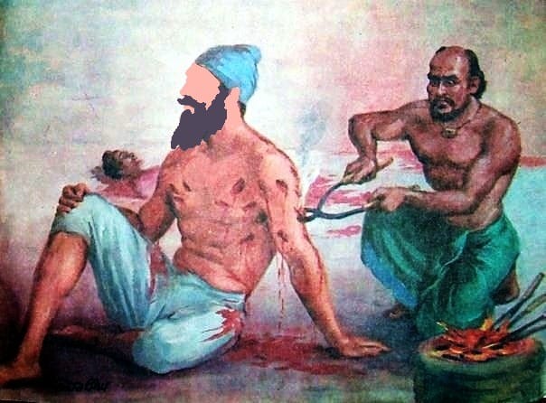 Baba Banda Singh Ji Bahadar tortured with red hot pliers used to rip his skin in attempt to break his Sikhi spirit in June 1716