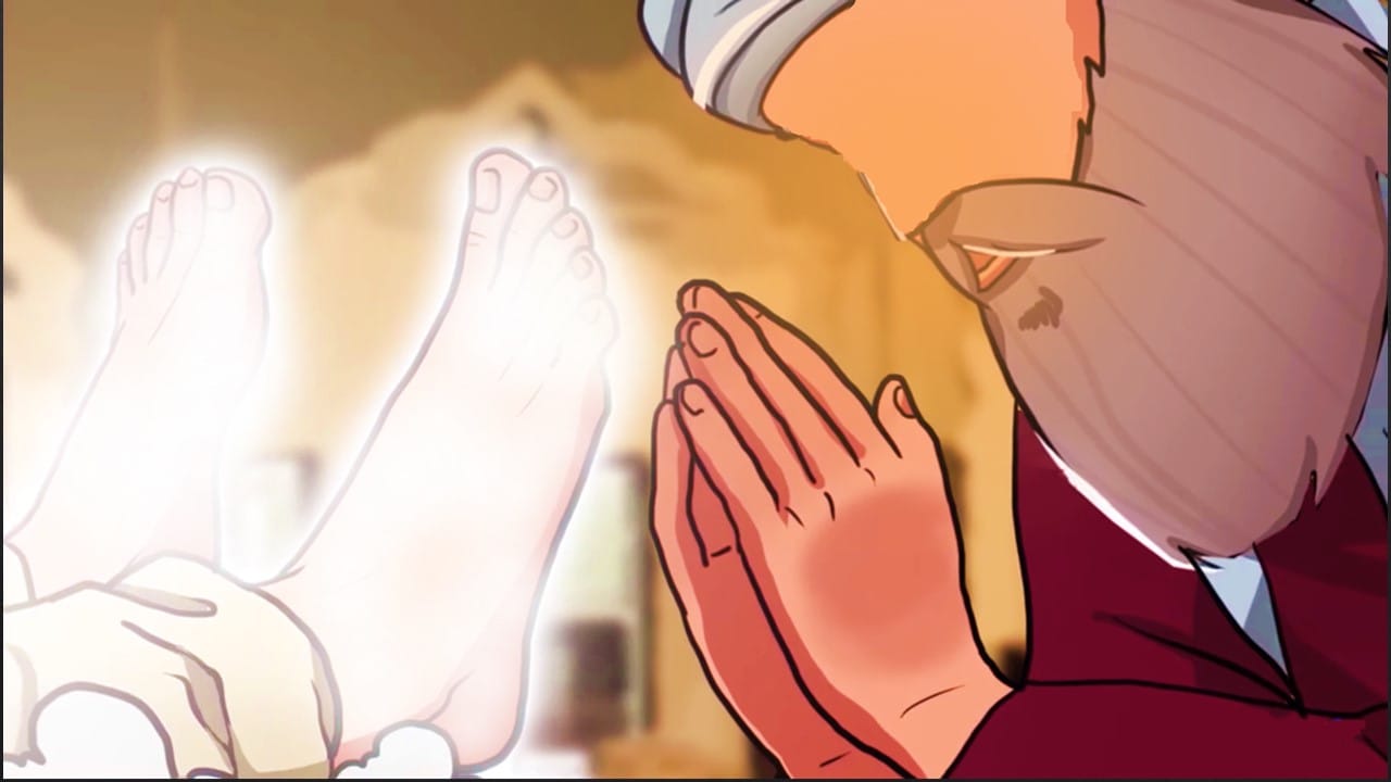 Bhai Lakhi Shah Vanjara having Darshan Holy Sight of Guru Teg Bahadar Jis martyred body