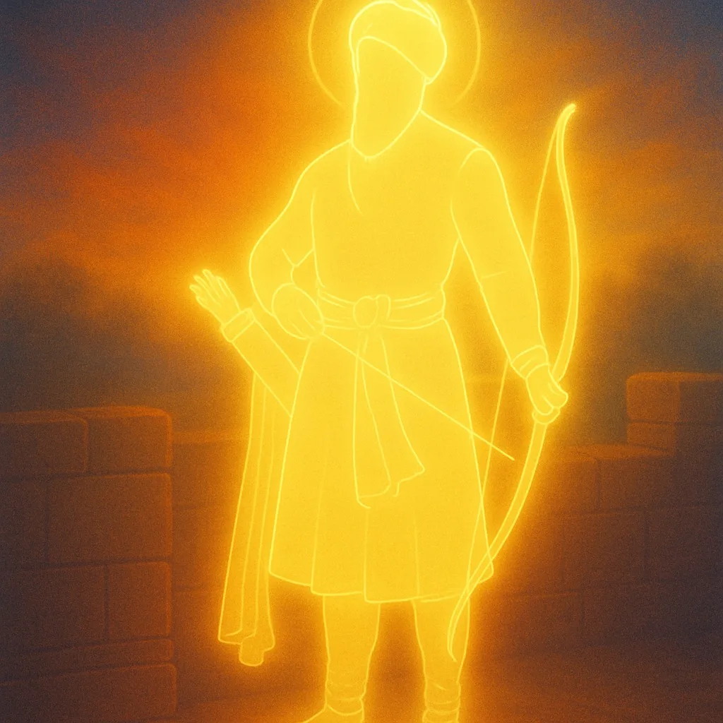 Guru Gobind Singh Ji with a bow and arrow