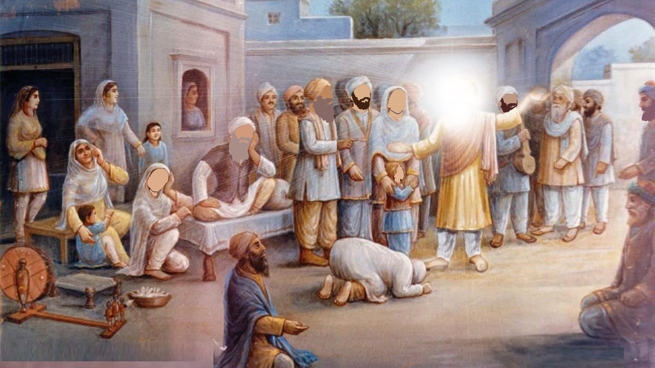 Guru Nanak Dev Ji returning back home after the first Udaasi journey they undertook to teach the world