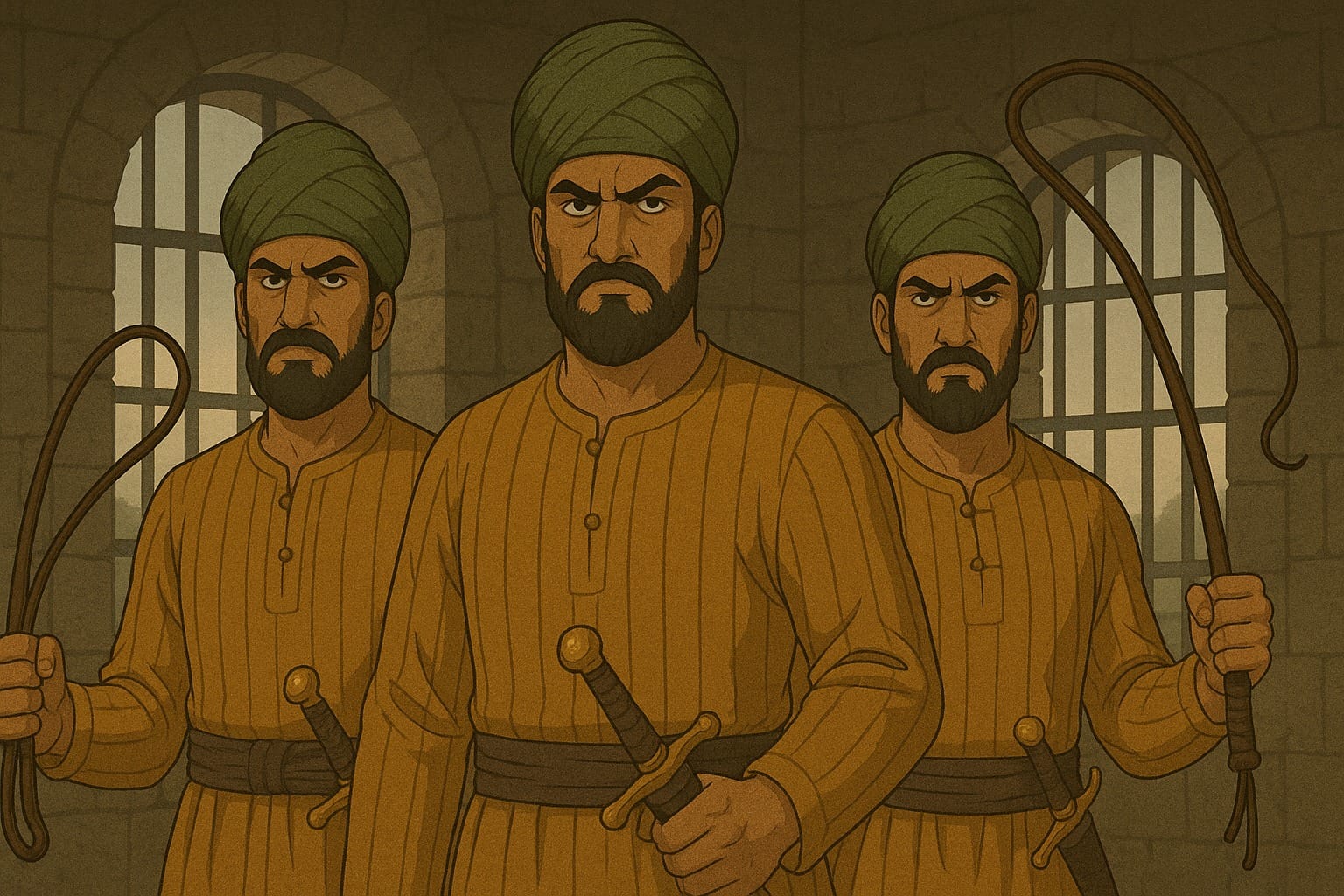 Jail guards of Mir Mannus evil prison in Lahore in the mid 18th century