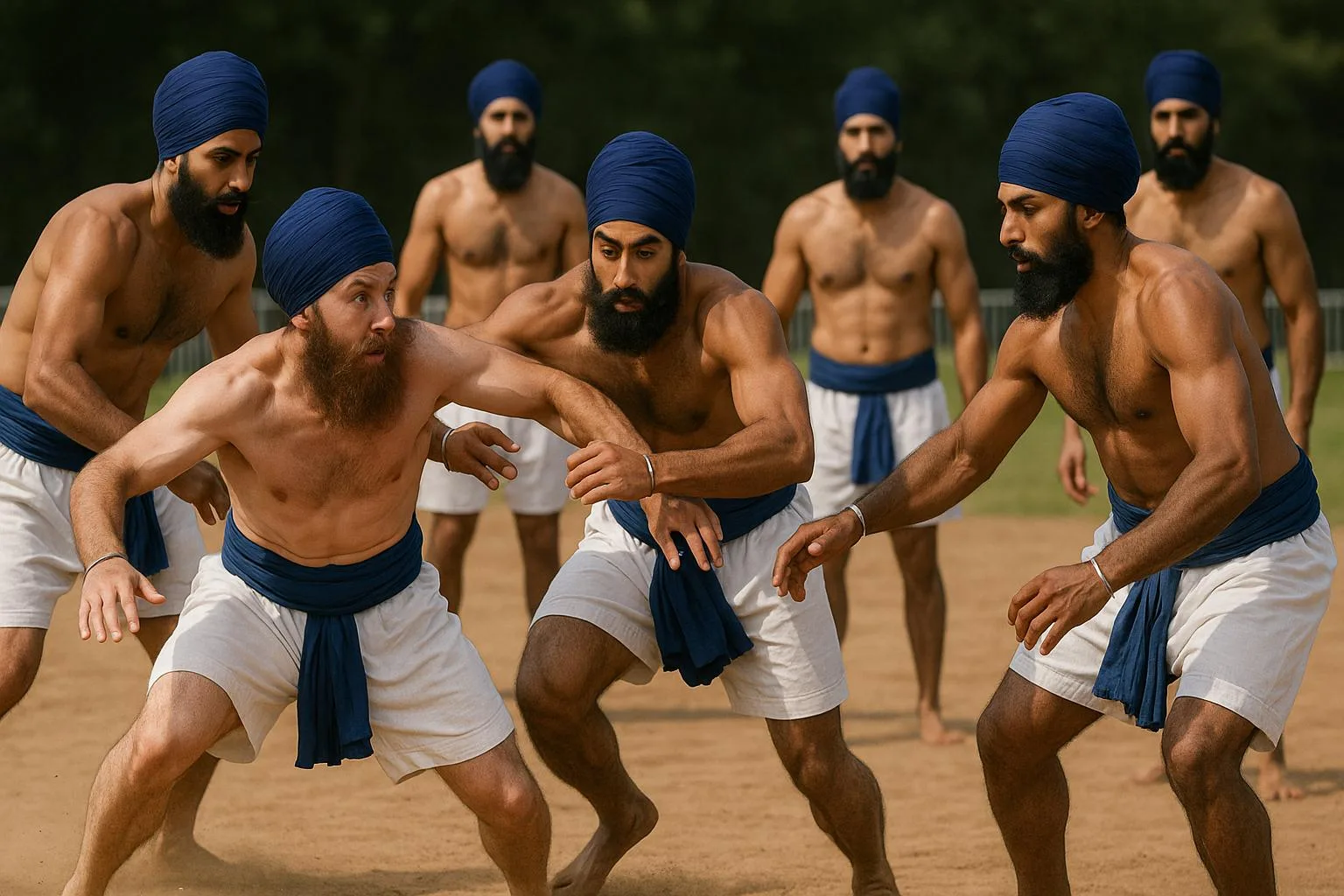Sikhs playing the traditional Panjabi game of Kabbadi