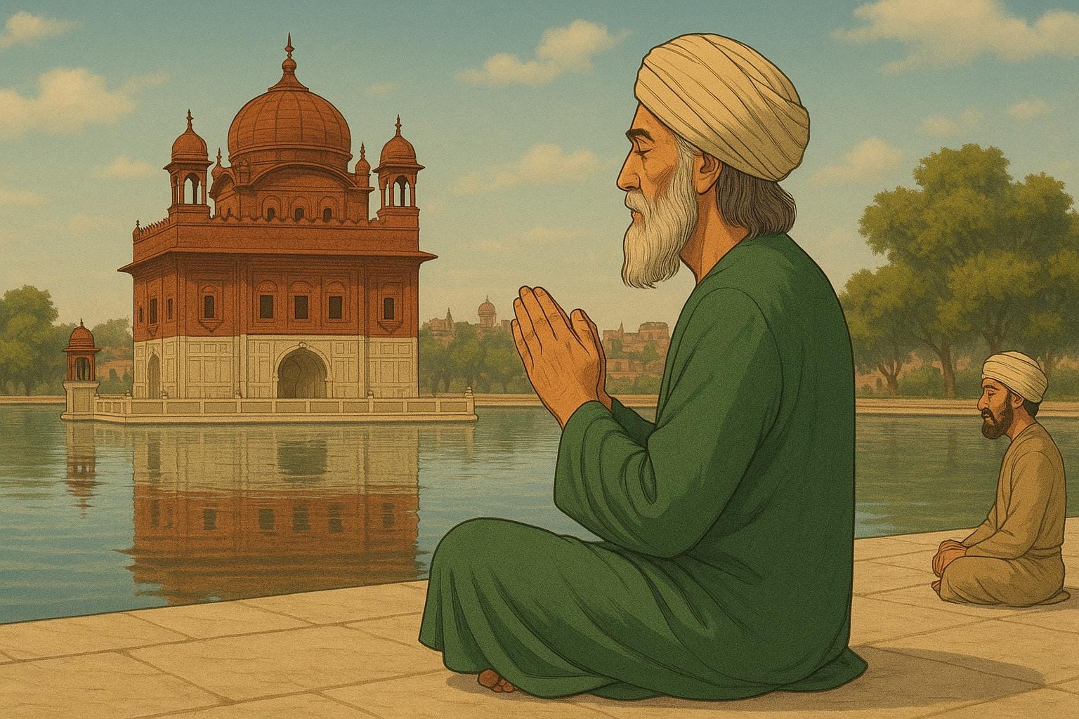 Sufi Saint turned Sikh Sian Mian Mir praying at Sri Darbar Amritsar 2