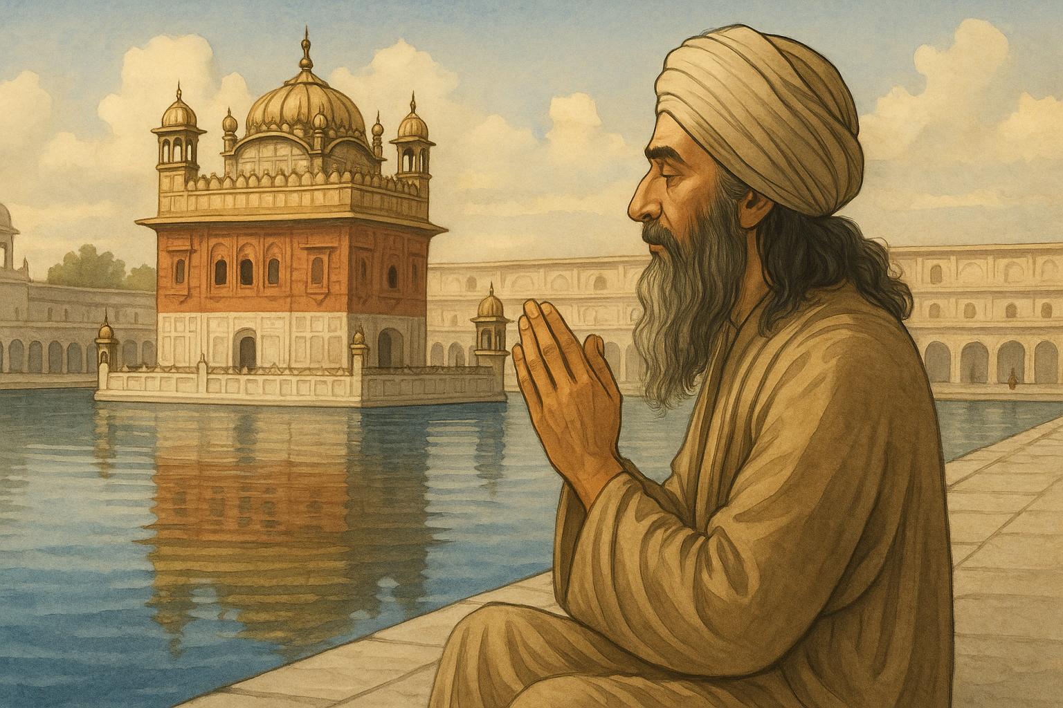 Sufi Saint turned Sikh Sian Mian Mir praying at Sri Darbar Amritsar