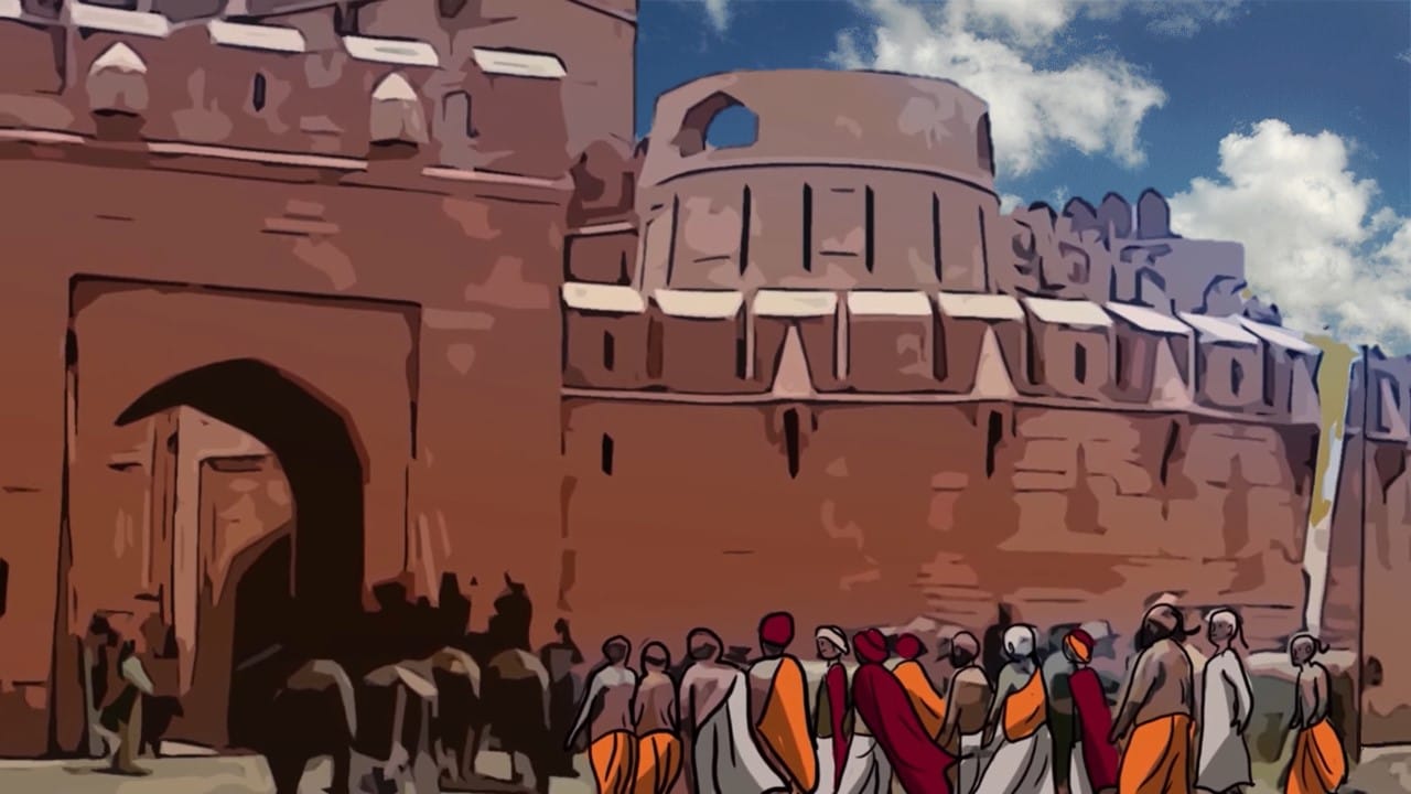 The Kashmiri Pandits and Hindu leaders of India go to the Lahore Fort to submit a petition and meet Aurangzeb