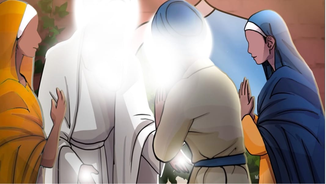 Guru Ramdas Ji and Bibi Bhani Ji being blessed to get married by Guru Amardas Ji