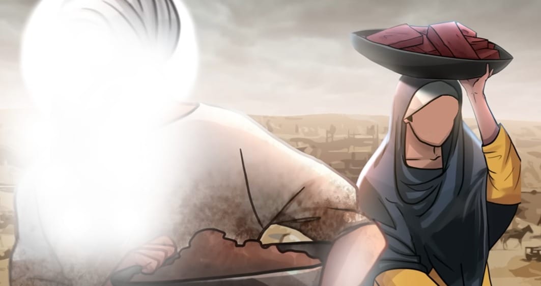 Guru Ramdas Ji before receiving guruship doing Kaar Seva construction service at Goindwal Sahib with his wife Mata Bhani Ji