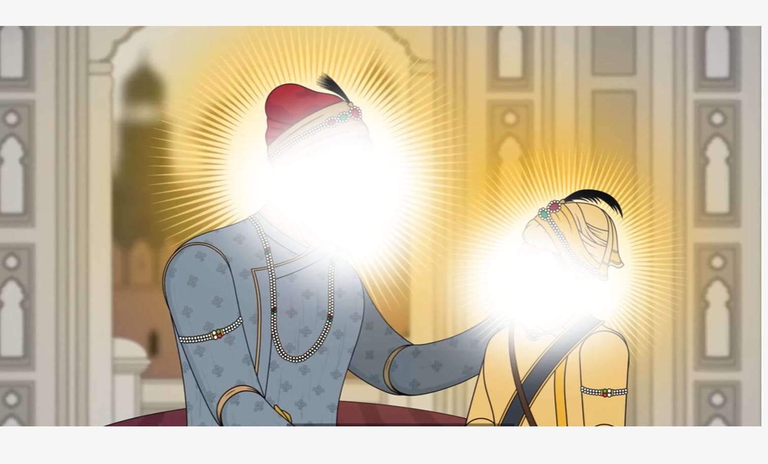 9 year old Sri Gobind Rai Ji (Sri Guru Gobind Singh Ji) talking to his father Guru Teg Bahadur Sahib Ji