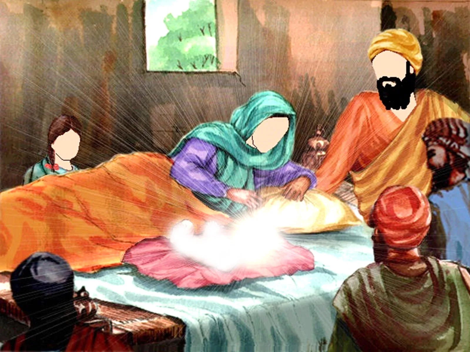 Guru Nanak Dev Ji coming on earth on Vaisakhi 1469 through the vessel of the human body