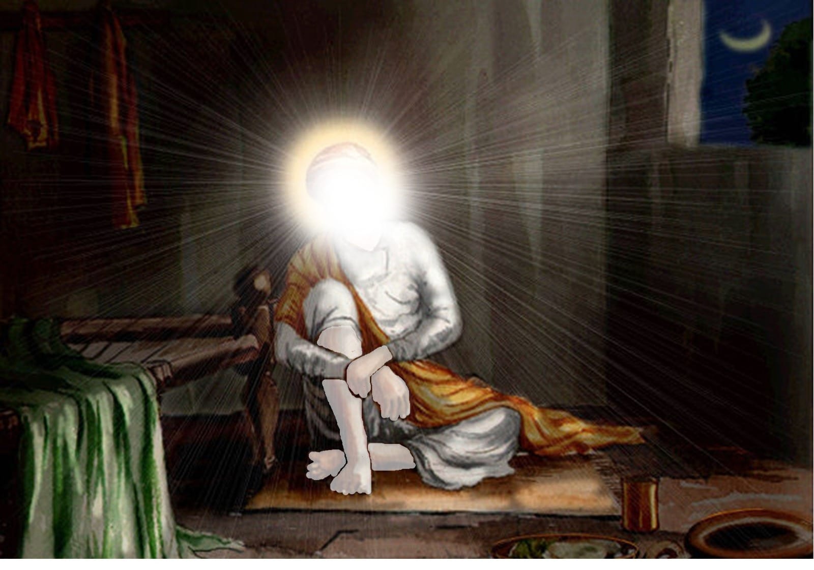 Guru Nanak Dev Ji in childhood immersed in contemplation