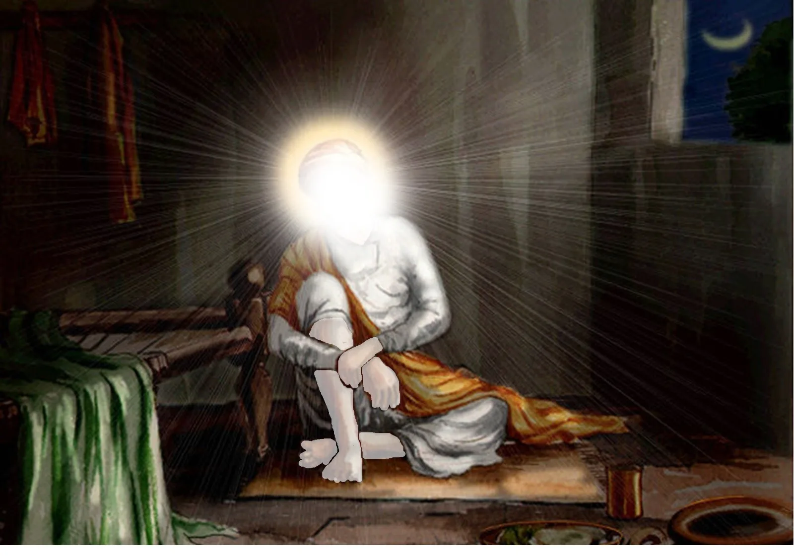 Guru Nanak Dev Ji in childhood immersed in contemplation