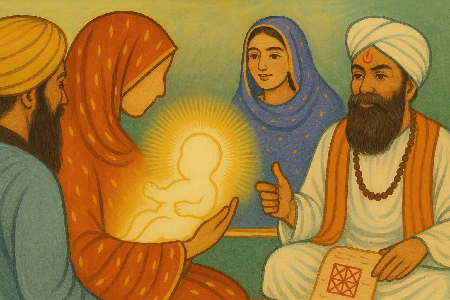 https://sikhiseeker.com/wp-content/uploads/2025/11/Human-birth-of-Guru-Nanak-Dev-Ji-and-being-visited-by-Pandit-Hardayal-2.jpg