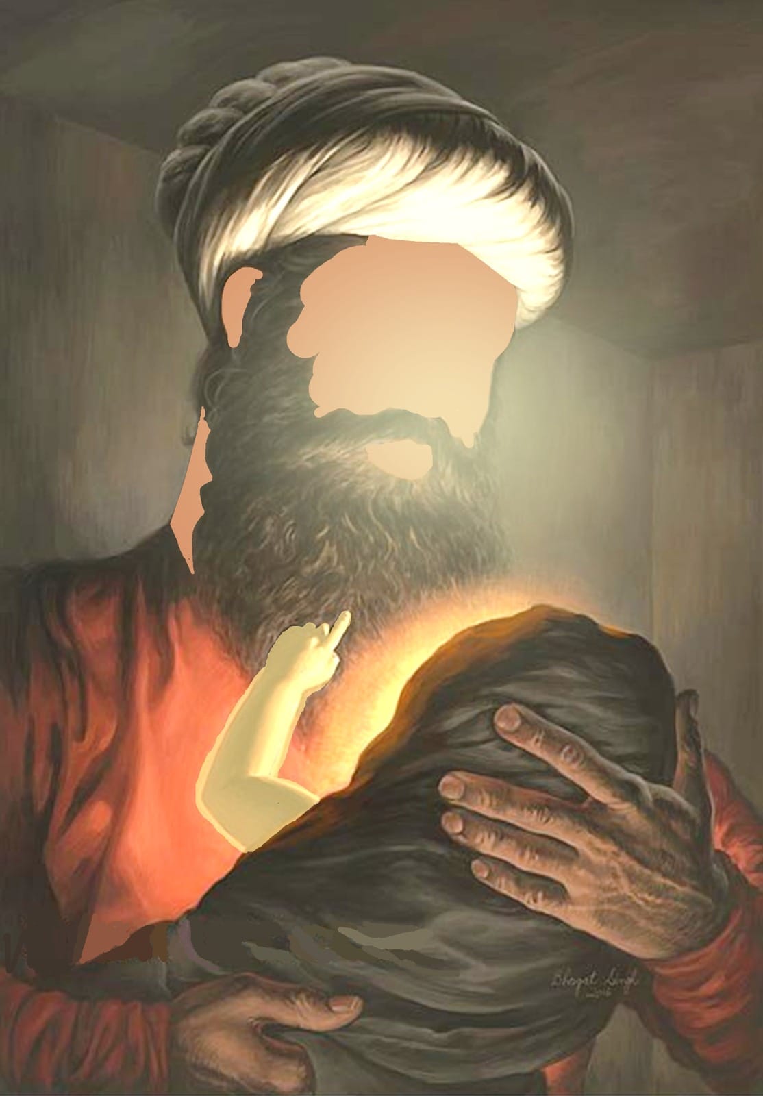 Pita Kalyan Chand Ji holding his newborn baby