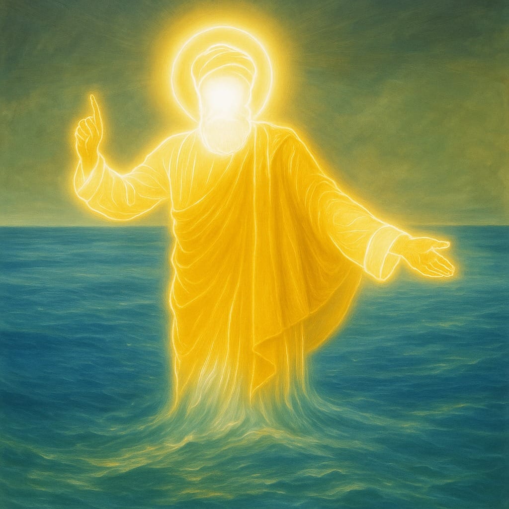 Satguru Nanak Ji appearing out of River Vein