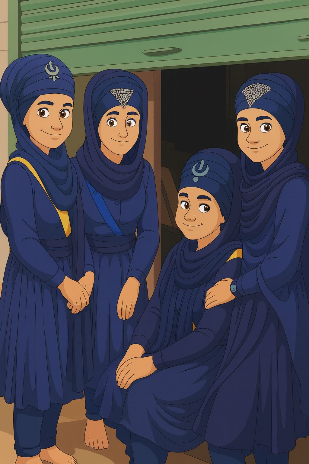 Sikh women dressed in traditional Sikh dress