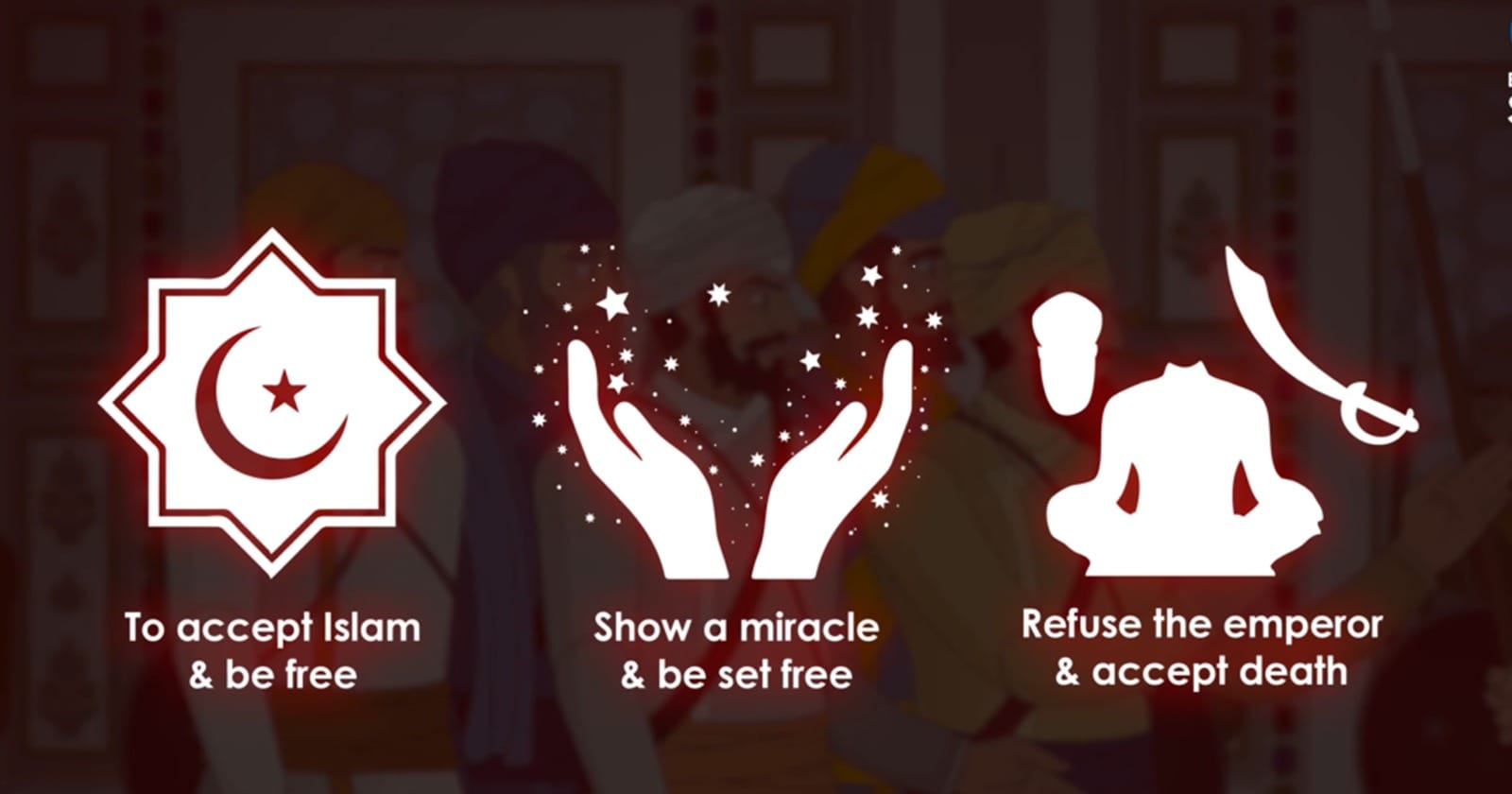 Three options given to Guru Teg Bahadur Ji and his three brave Sikhs before their martyrdom