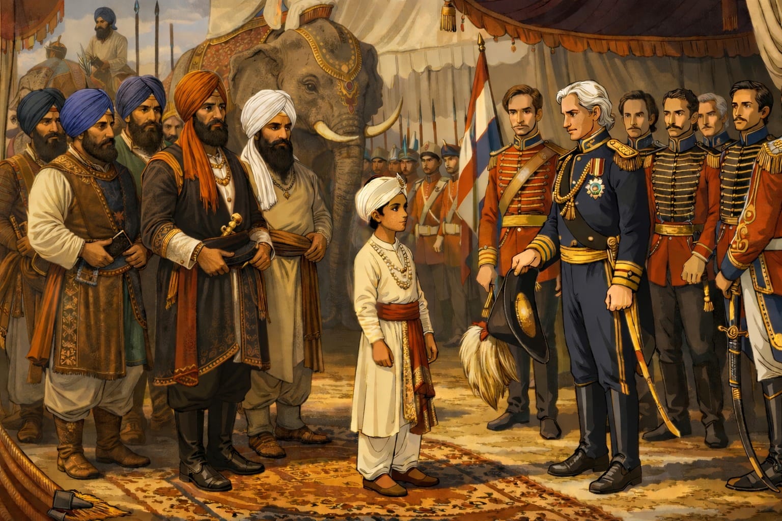 at the age of 10 maharaj duleep singh surrendering punjab to the british after treachery and deceit made sikh armies lose to the british