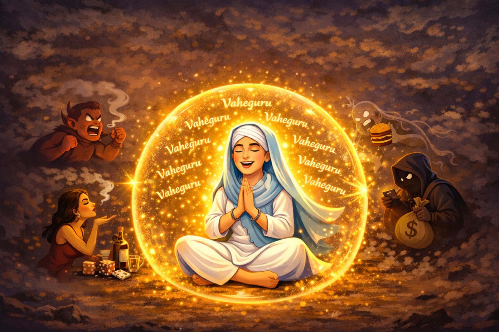Sikh girl doing Simran
