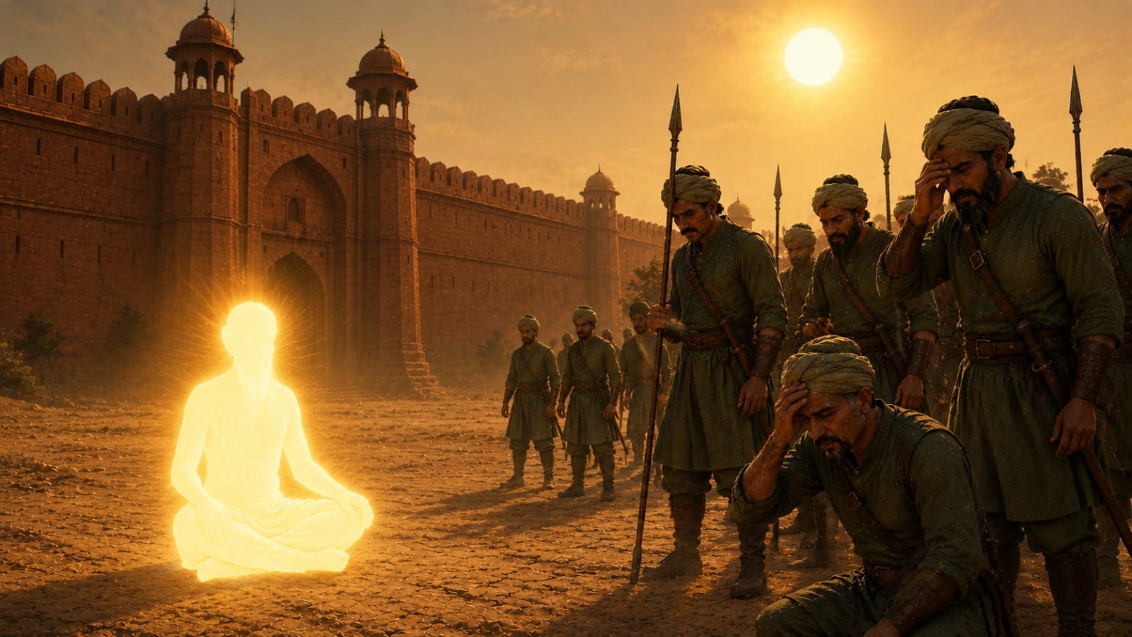 Guru Arjan Dev Ji enduring torture