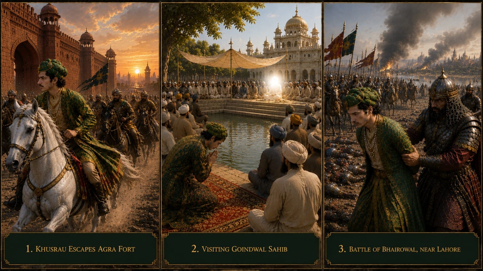 Prince Khusrau visiting Guru Arjan Dev Ji